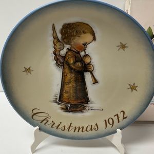 HUMMEL SCHMID BROTHERS Limited Edition 1972 Christmas Plate - Angel Wings Flute
